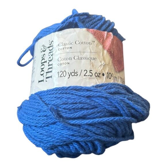 Loops & Threads Royal Blue Yarn 120 Yards Classic Cotton - Picture 1 of 3